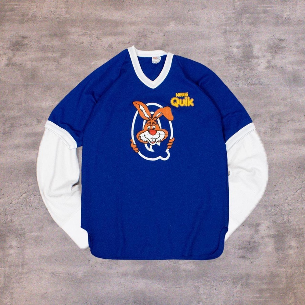 Vintage 1990s CCM Nestle Quicks Promo Blue Hockey Jersey